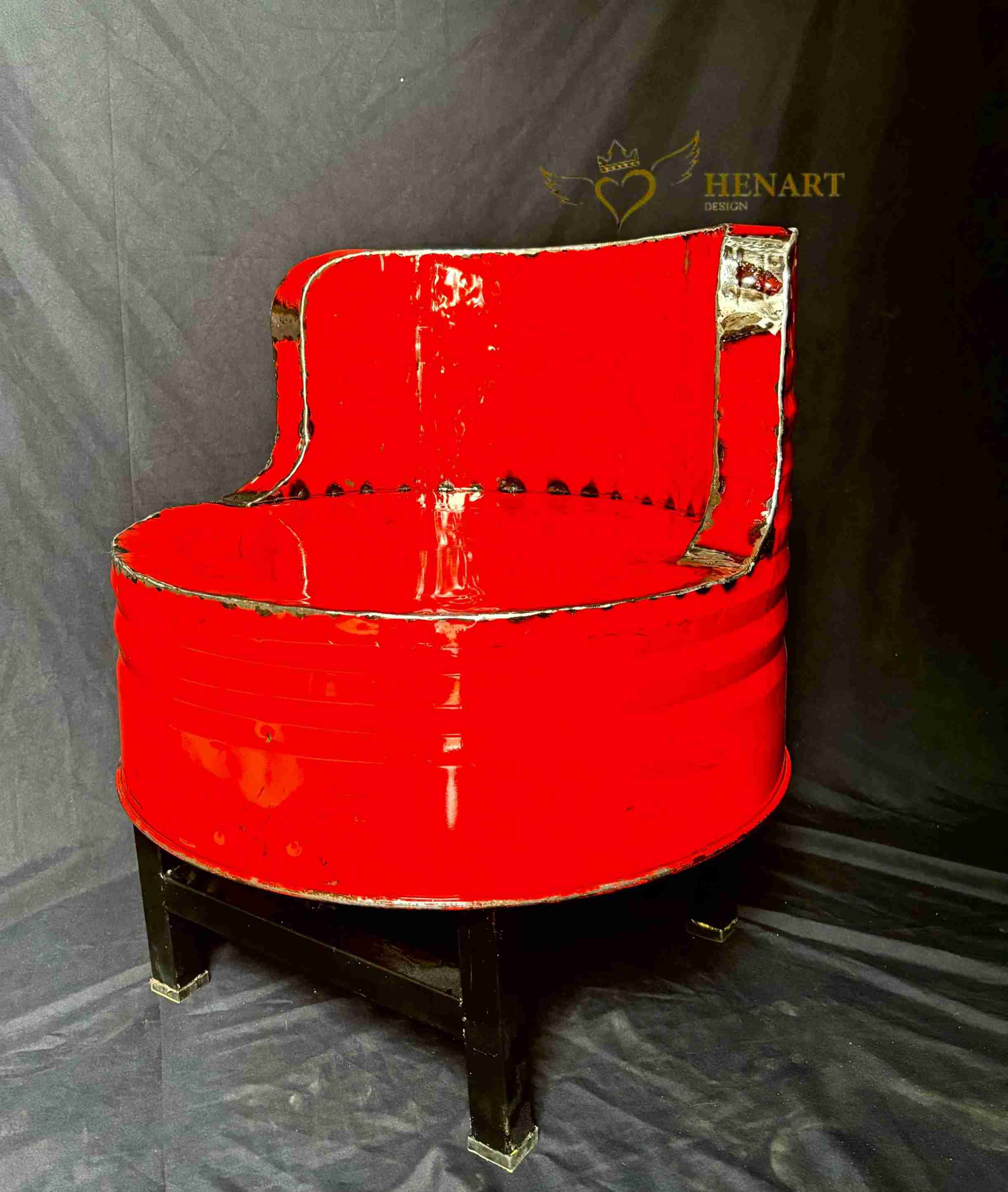 Chair and table set from oil drums